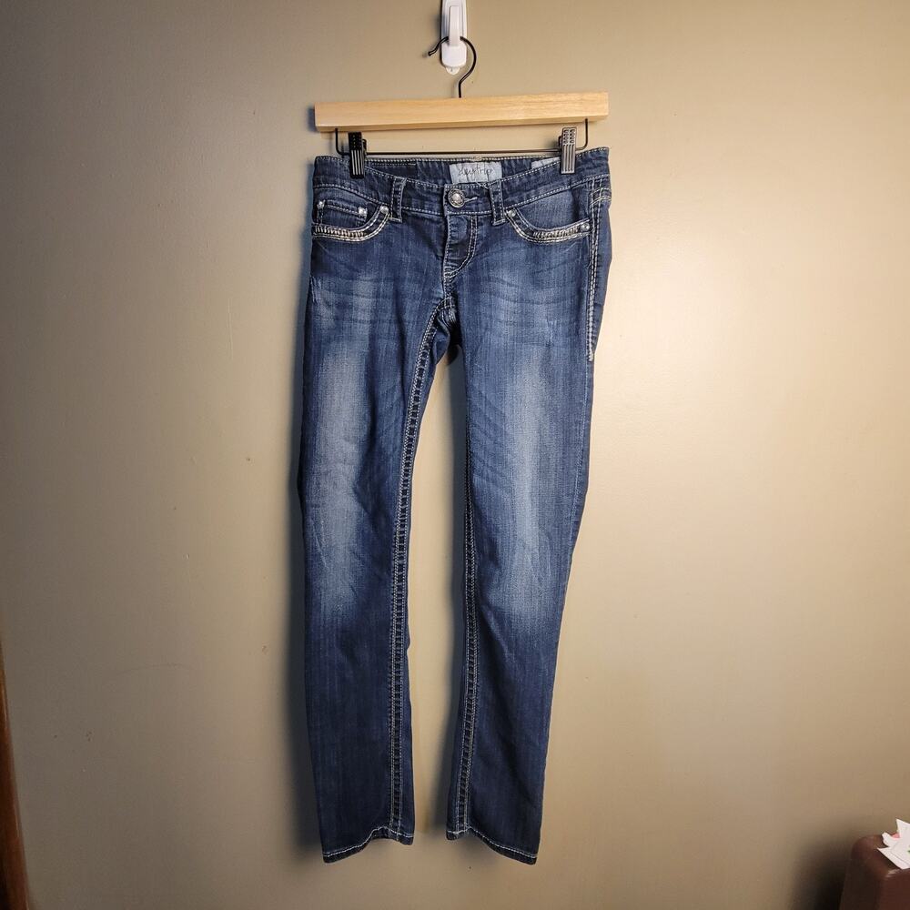 Daytrip Womens Jeans 27 Lyra Bootcut Thick Stitch Medium Wash Denim